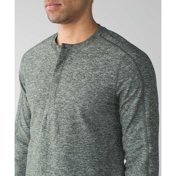 Lululemon Mens Surge Long Sleeve Henley Button Up Casual Athletic T-Shirt Jersey - Picture 3 of 11